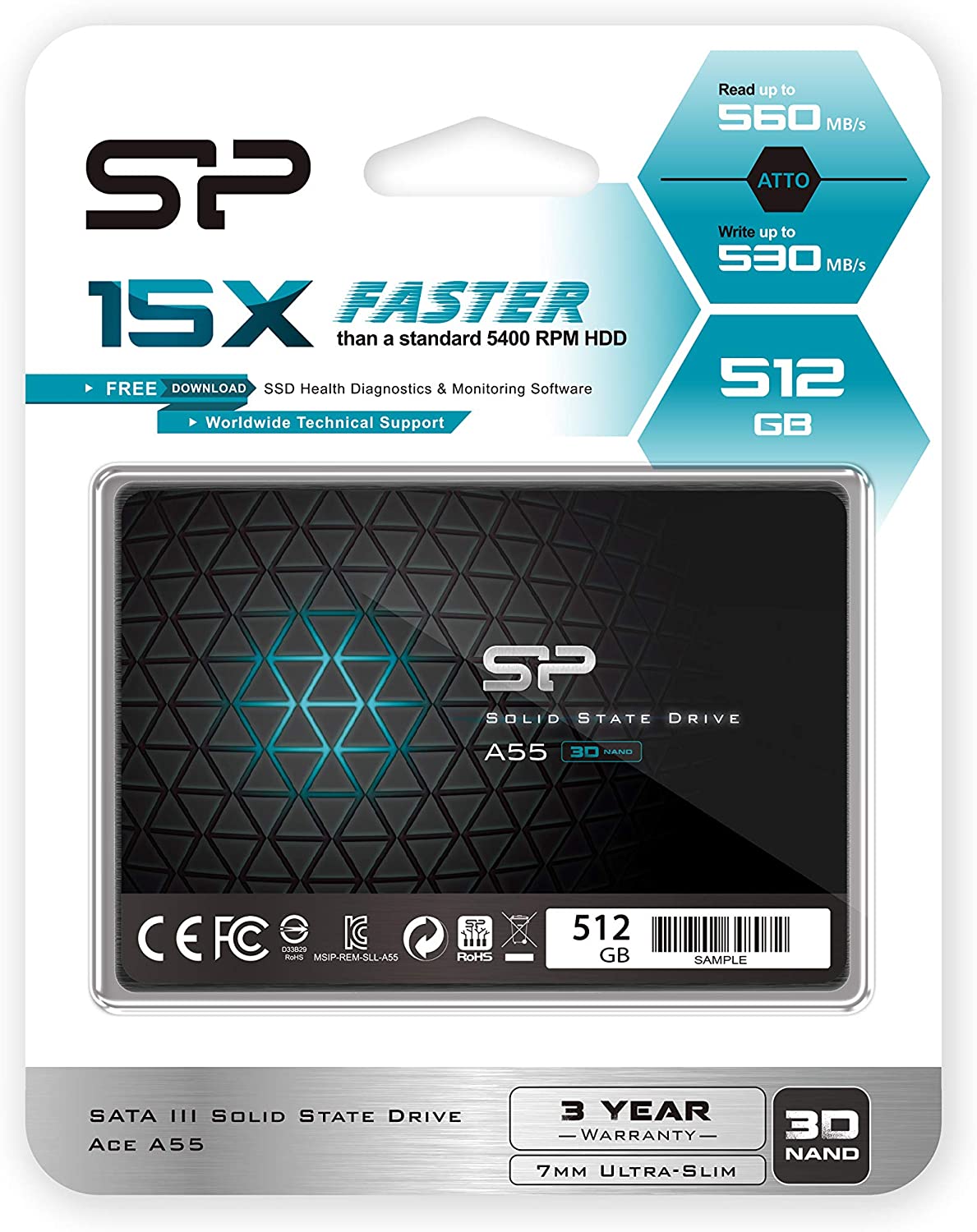 シリコンパワー SSD 512GB 3D NAND採用 SATA3 6Gb/s 2.5インチ