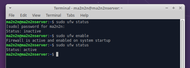 UbuntuServer　ファイアウォール