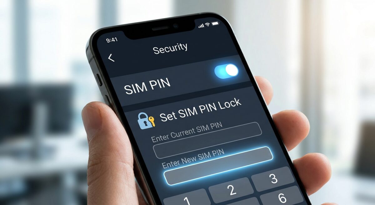 スマホのPINコード（SIM PIN）にロックを掛けて第三者によるSIMカードの無断使用を防ぐ設定