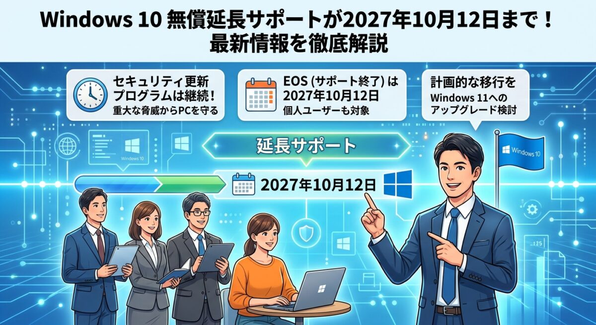 Windows 10 無償延長サポートが2027年10月12日まで！最新情報を徹底解説